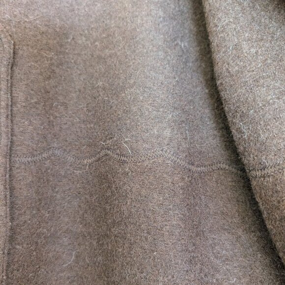 Beyond Threads Alpaca Sweater Jacket Wool Rich Brown Scalloped Edges Structured - Picture 14 of 16